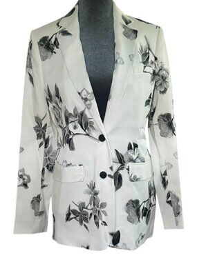 The KOOPLES – Black and White Floral Blazer NWT Size: 36 FR/4 US